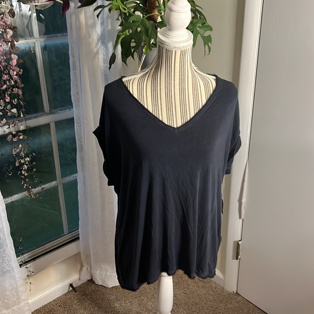 Tahari Navy Blue Blouse - Size Large
